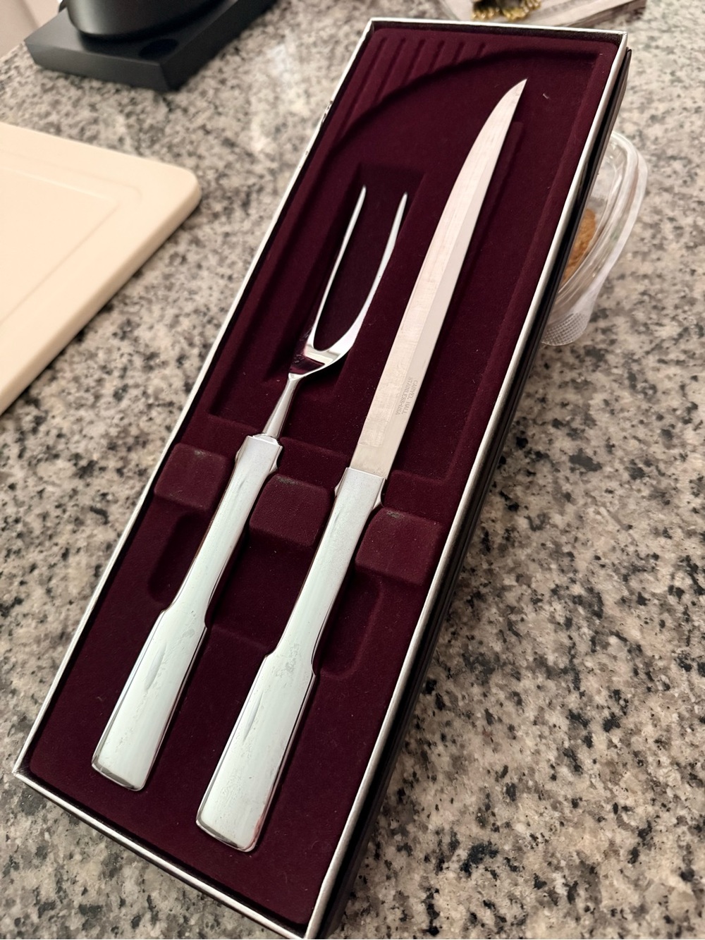 Polished Stainless Steel Silver Professional Carving Set for Special Occassions